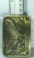 FREEDOM IS NOT FREE Eagle USA Belt Buckle 2×3 Made 2014 Sponsor Brass or Bronze
