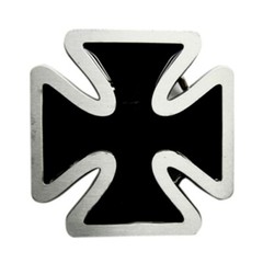 Black Enamel Iron Cross antique brushed silver removable BELT BUCKLE – BP134