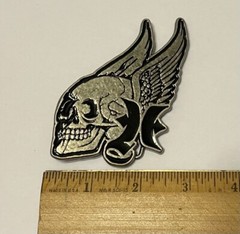 Winged Skull Belt Buckle-Metal with Black Enamel