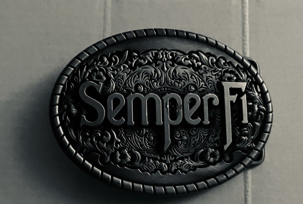 U.S. Marines Semper Fi Belt Buckle Silvertone