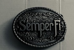 U.S. Marines Semper Fi Belt Buckle Silvertone