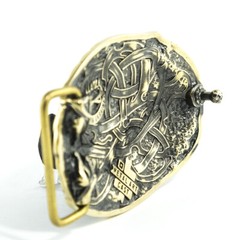 Viking warship Drakkar brass belt buckle, Scandinavian Nordic Celtic warrior