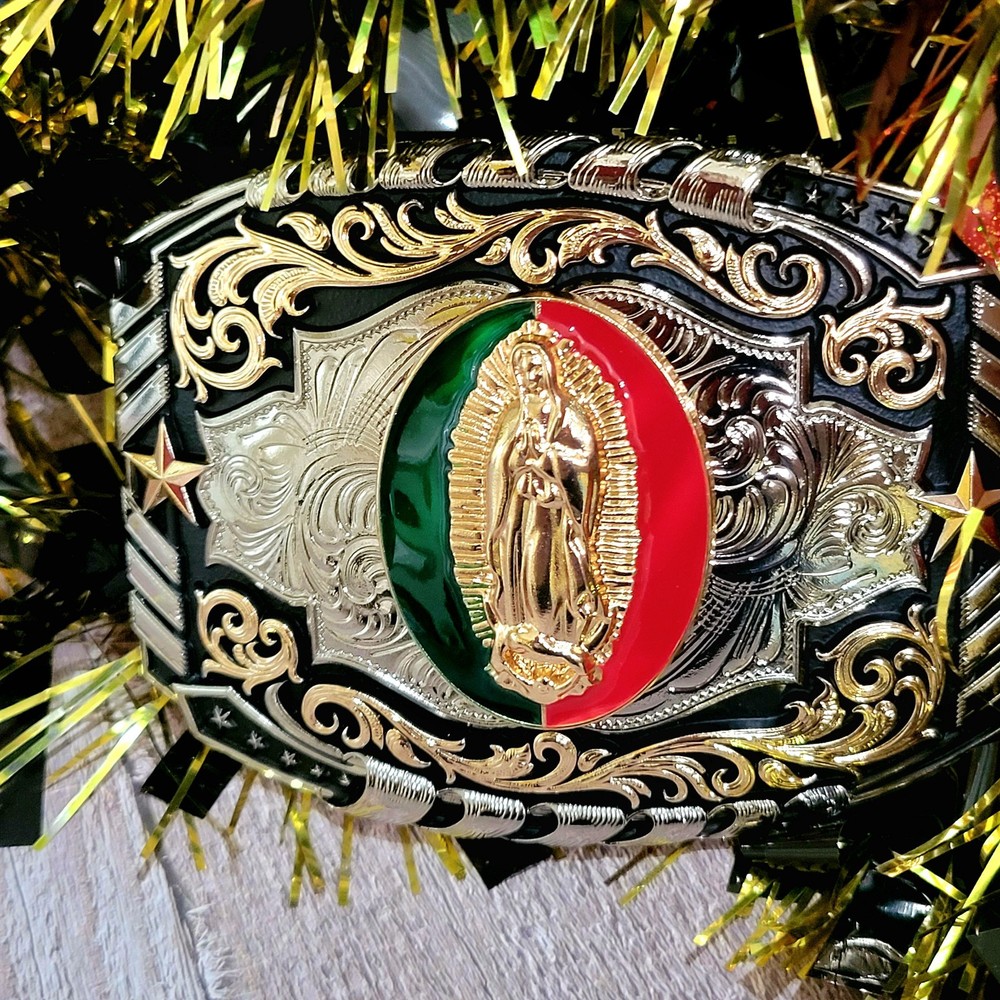 Guadalupe Virgin Mary Belt Buckle Western Style Hebilla Vaquera Con Virgen