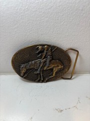 Vintage Native American Belt Buckle Spec Cast Denver CO 1981 Brass
