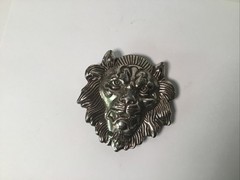 Lions Head Metal Heavy Belt Buckle 3.25” X 3.5”.