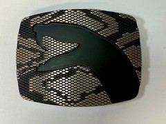 Snake Head On Snake Skin Pattern Chrome Brand Vintage Belt Buckle