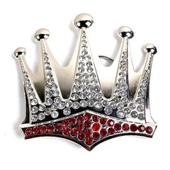 Royal Crown King Red & Clear Rhinestones HIP HOP Fashion Metal Belt Buckle