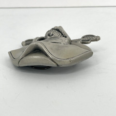 Pirate Jolly Roger Belt Buckle Solid Pewter Silver Tone Swashbuckler 4486 4&Prime;x3&Prime;