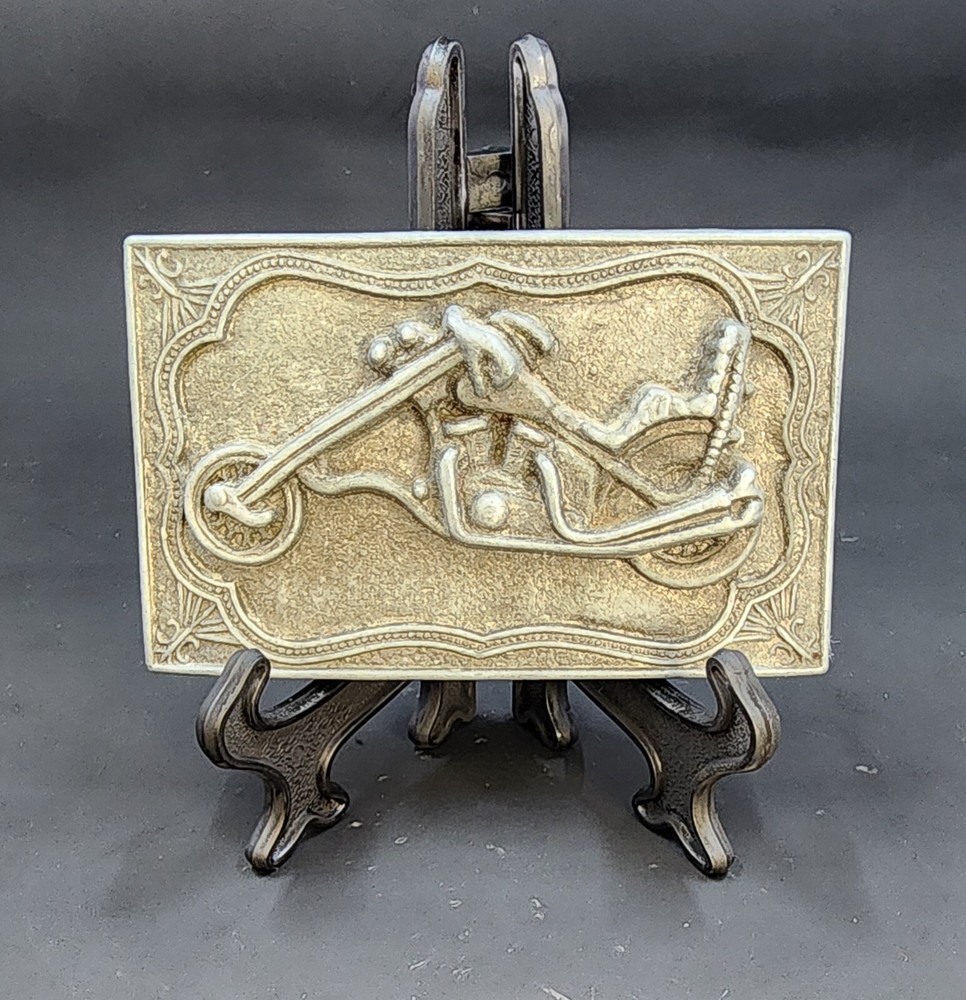 VINTAGE MOTORCYCLE CHOPPER THEME BELT BUCKLE – BRASS #860; VGC 1970s