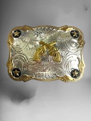 Cowboy Guns Rodeo Western Style Belt Buckle Hebilla Fina Vaquera Con Pistolas