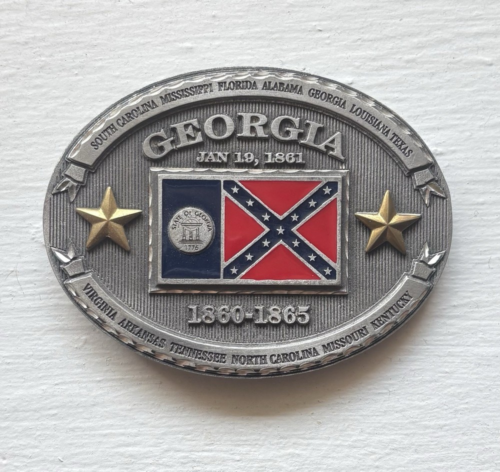 Georgia Oval Belt Buckle 2003 Brass Pewter Made in USA