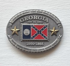 Georgia Oval Belt Buckle 2003 Brass Pewter Made in USA