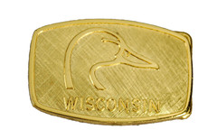 Wisconsin Ducks Unlimited belt buckle gold tone