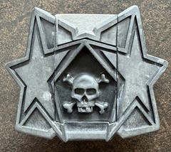 HEAVY METAL BELT BUCKLE LIGHTER SKULL CROSSBONES STARS BOTTLE OPENER VTG ROCK