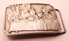 Vintage Design Solid Pewter Alice in Wonderland Tea Party Belt Buckle – USA Made