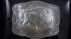 Crumrine Buffalo Western Belt Buckle Silver Tone 38058