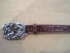 Kieselstein-Cord Sterling Jungle Monkey Buckle W/Brown Alligator Belt Size 4