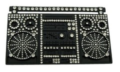Retro Boom Box Belt Buckle Blaster Radio Dj Ghetto Music Old school Silver Metal