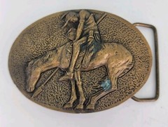 Vintage Native American Belt Buckle Spec Cast Denver CO 1981 Brass
