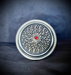 “Red Stone Shield”Industrial Art Belt Buckle Handmade OOAK Darren McNeese