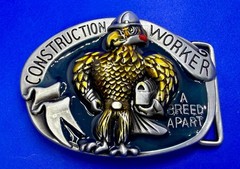 Construction Worker , Rooster Cock A Breed Apart Belt Buckle In New Condition!