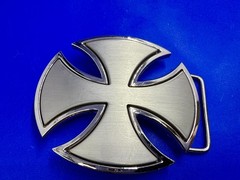 Maltese Celtic Iron Cross Gothic Punk Biker Vibe Cutout Silver Tone Belt Buckle