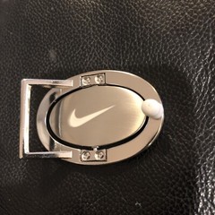 Nike Spellout Swoosh Silver White Pink Belt Buckle