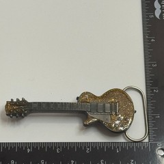 Bergamot Brass Works 1987 Guitar Belt Buckle Gold Glitter Made in USA