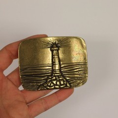 Lighthouse Antique Brass Belt Buckle – Nautical Style Maritime Buckle