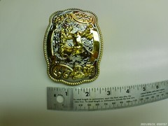 Belt Buckle Deer Elk Large 4&Prime; x 3&Prime; Hunting Western Cowboy Silver Gold