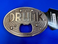 DRUNK NOS Funny Humor Novelty Belt Buckle with Bottle Opener