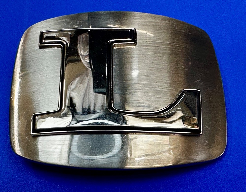 Custom Initial Letter L Silver Tone Outlined Reflective Men Women Belt Buckle