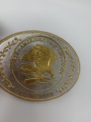 North American Hunting Club Life Member Belt Buckle Silver Gold Eagle Western