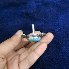 Natural Turquoise Silver Plated Belt Buckle Handmade Blue Gemstone Western Boho