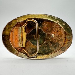 Vintage Brass Tone Oval Belt Buckle Western Cowboy Rodeo Belt Accessory