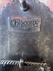 Nocona Western Belt Buckle Cowboy Man at Cross Praying Silver 37374