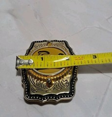 Western Metal Belt Buckle Gold Tone Initial Letter T Cowboy Rodeo Made In USA