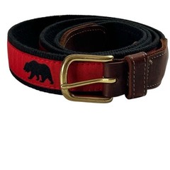 Vintage Preston Men&rsquo;s Red Leather Belt Embroidered Bear Design Size 48