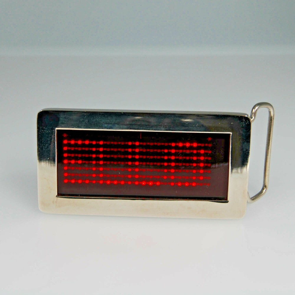 Unisex LED Belt buckle Light-Up Programmable Message Metal Battery-Powered US