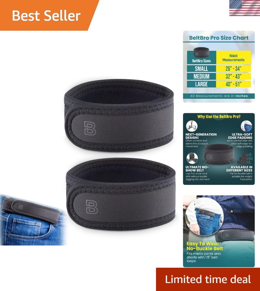Patented Ultra-Soft Invisible Belt for Men & Women – Adjustable, Black 32&Prime;-43&Prime;