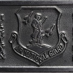 Vtg Michigan Air National Guard Belt Buckle Hit Line USA Military Silver Tone