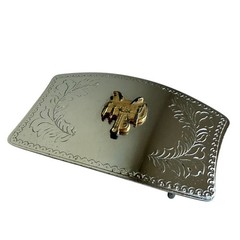 Western Saddle Belt Buckle Nickel Plated Hand-Polished Cowboy Americana