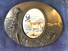 Artistic Impressions DEER Belt Buckle Julie Zsupnik Porcelain NEW w Box