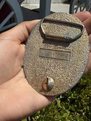 Hollywood Stuntmen Oval Metal Western Belt Buckle Bronze Antique Finish 1.5in
