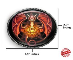 Dragon Pentagram Belt Buckle – Gothic Pentacle Handmade Silver Oval Buckle – 101