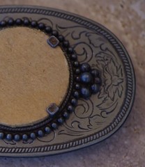 BELT BUCKLE Stone or Coin Holder Southwestern Cowboy High Quality Made in USA