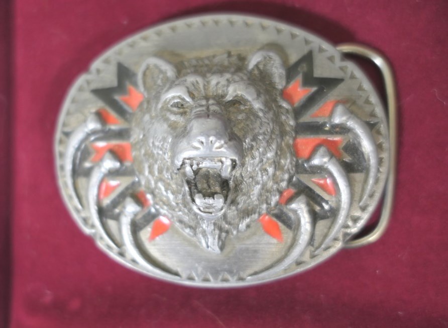 Vintage 1991 Siskiyou Pewter Native American Grizzly Bear Head Claws Belt Buckle