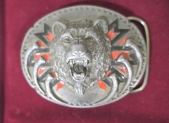 Vintage 1991 Siskiyou Pewter Native American Grizzly Bear Head Claws Belt Buckle