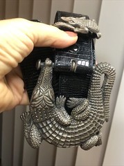 Vintage J.DEEGAN Sterling Silver 925 ALLIGATOR Crocodile belt BUCKLE 6.2oz, 175g