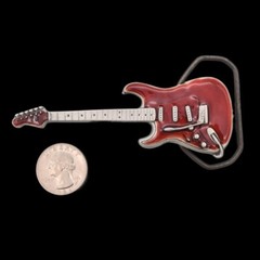 Electric Guitar Bass Amp Musician Rock Band Red Belt Buckle